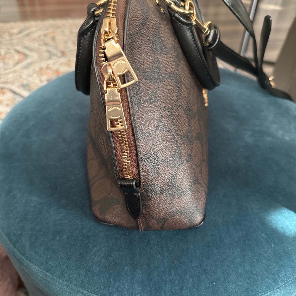 Coach Signature Brown and Black Satchel